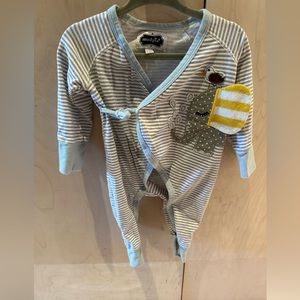 Elephant long sleeved kimono / onesie, 3-6 month